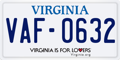 VA license plate VAF0632