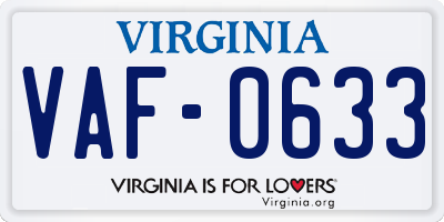 VA license plate VAF0633