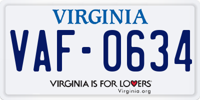 VA license plate VAF0634