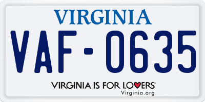 VA license plate VAF0635