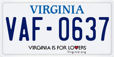 VA license plate VAF0637