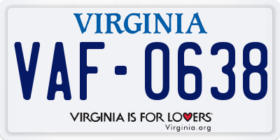 VA license plate VAF0638