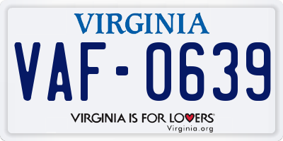 VA license plate VAF0639