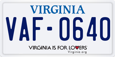 VA license plate VAF0640
