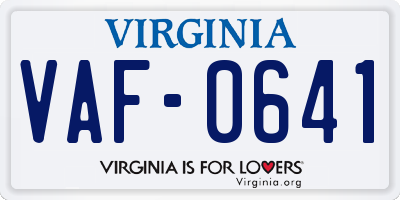 VA license plate VAF0641