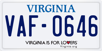 VA license plate VAF0646