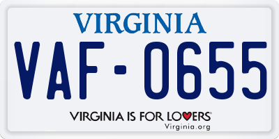 VA license plate VAF0655