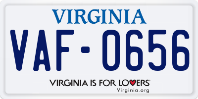 VA license plate VAF0656