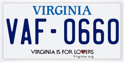 VA license plate VAF0660