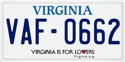 VA license plate VAF0662