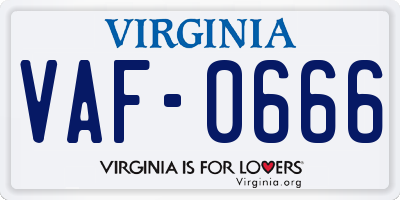 VA license plate VAF0666