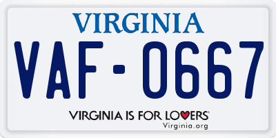 VA license plate VAF0667