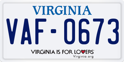 VA license plate VAF0673