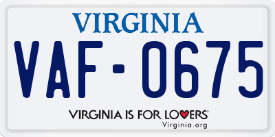 VA license plate VAF0675