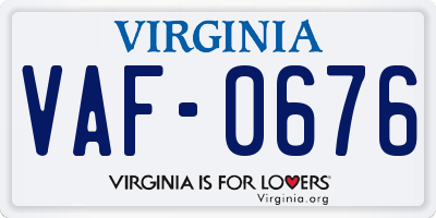 VA license plate VAF0676