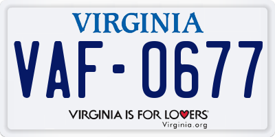 VA license plate VAF0677