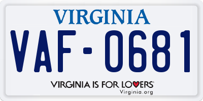 VA license plate VAF0681