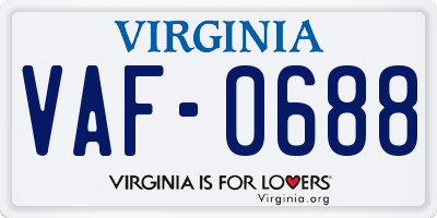 VA license plate VAF0688