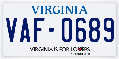 VA license plate VAF0689