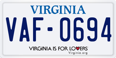 VA license plate VAF0694