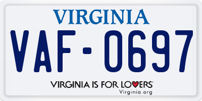 VA license plate VAF0697