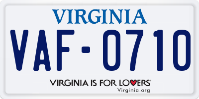 VA license plate VAF0710