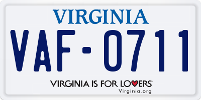 VA license plate VAF0711