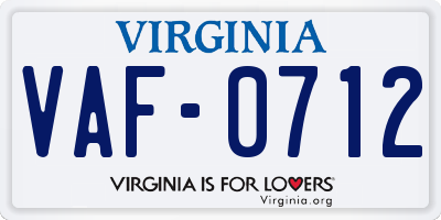 VA license plate VAF0712