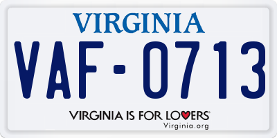 VA license plate VAF0713