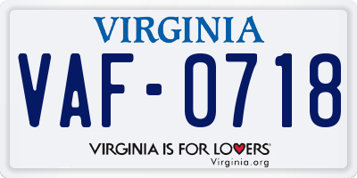 VA license plate VAF0718