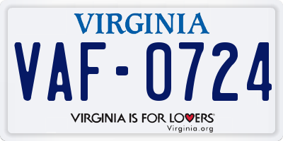 VA license plate VAF0724