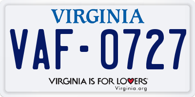 VA license plate VAF0727