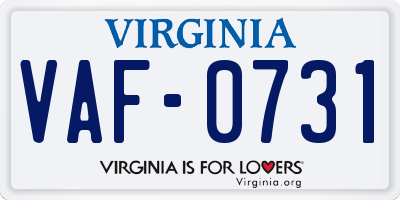 VA license plate VAF0731