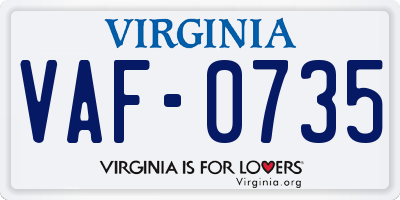 VA license plate VAF0735