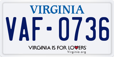 VA license plate VAF0736