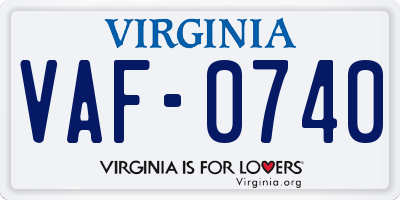 VA license plate VAF0740