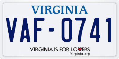 VA license plate VAF0741