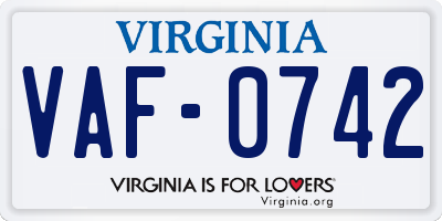 VA license plate VAF0742