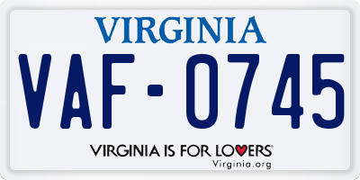 VA license plate VAF0745