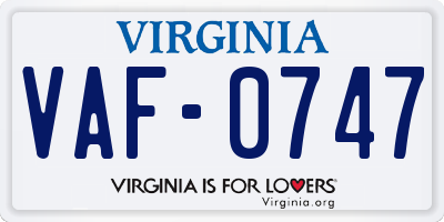 VA license plate VAF0747