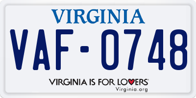 VA license plate VAF0748