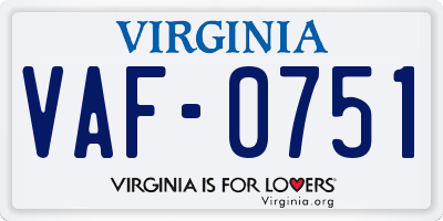 VA license plate VAF0751