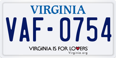 VA license plate VAF0754