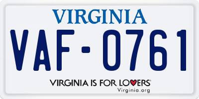 VA license plate VAF0761