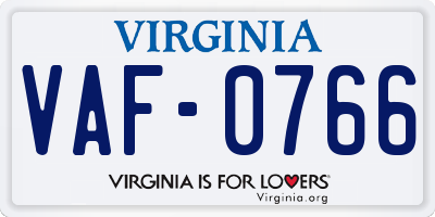 VA license plate VAF0766