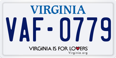 VA license plate VAF0779
