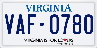 VA license plate VAF0780