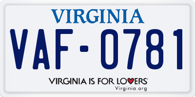VA license plate VAF0781