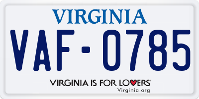 VA license plate VAF0785