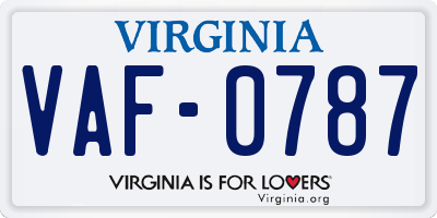 VA license plate VAF0787